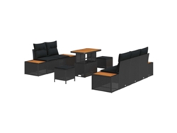Maison Exclusive - Conjunto De Sofá De Jardín Con Cojín Con Almohada 8 Pcs Negro