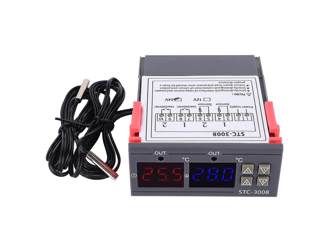 Termostato Digital Inteligente Con Control De Temperatura Ajustable Y Doble Sensor Ntc (24 V)