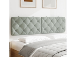 Cabecero De Cama Acolchado Terciopelo Gris Claro 180 Cm