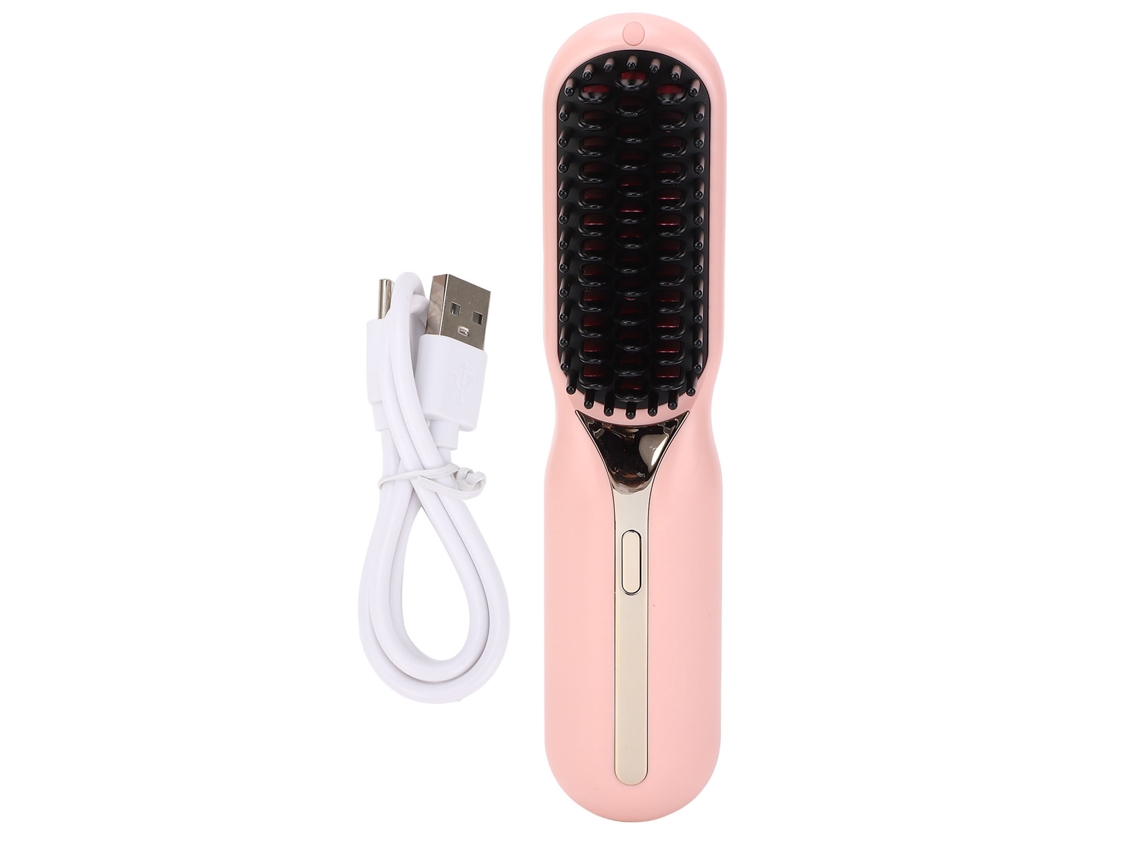 Cepillo alisador de pelo con iones negativos, doble uso, eléctrico, para el hogar, color rosa