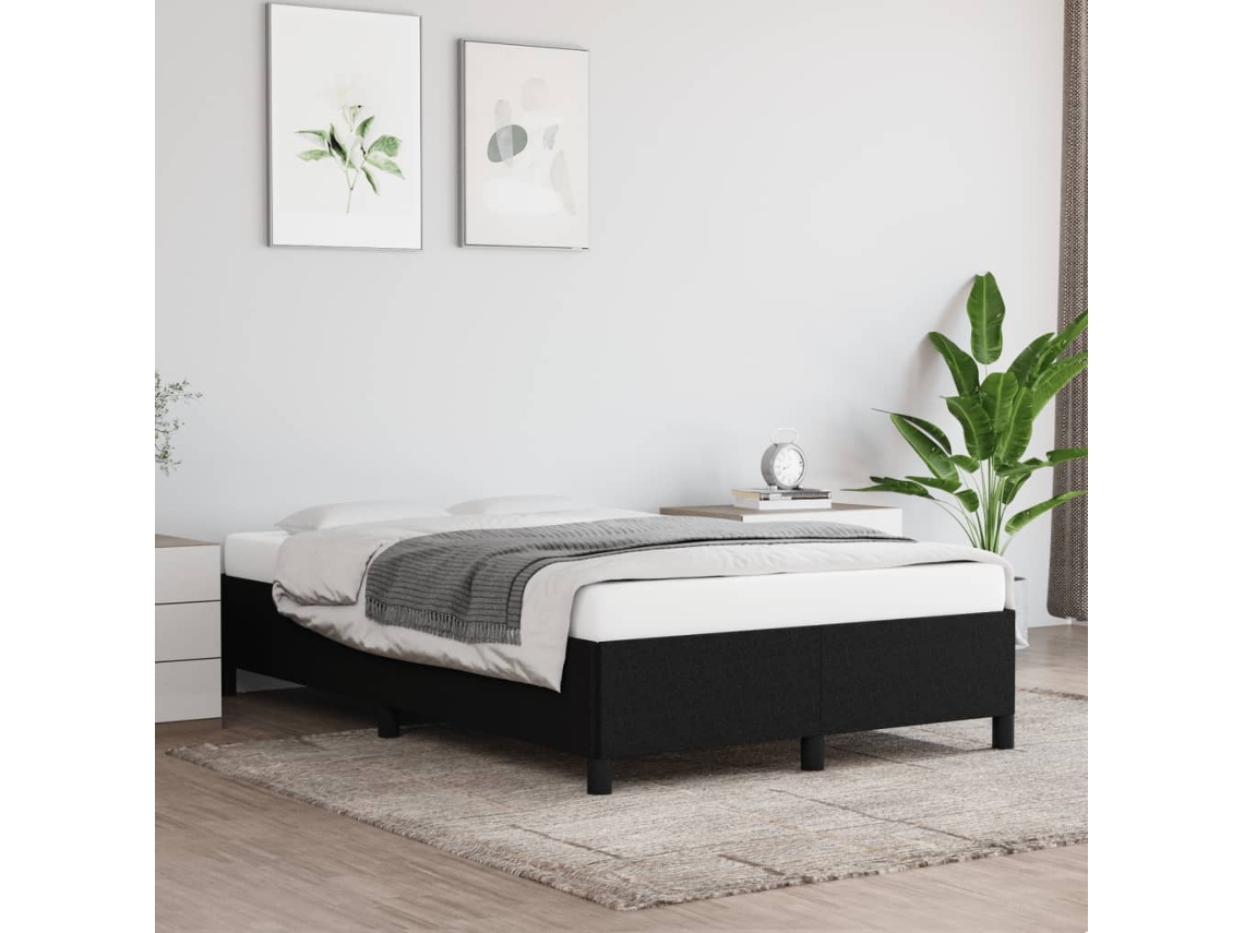 Estructura De Cama Sin Colchón Tela Negro 120x200 Cm