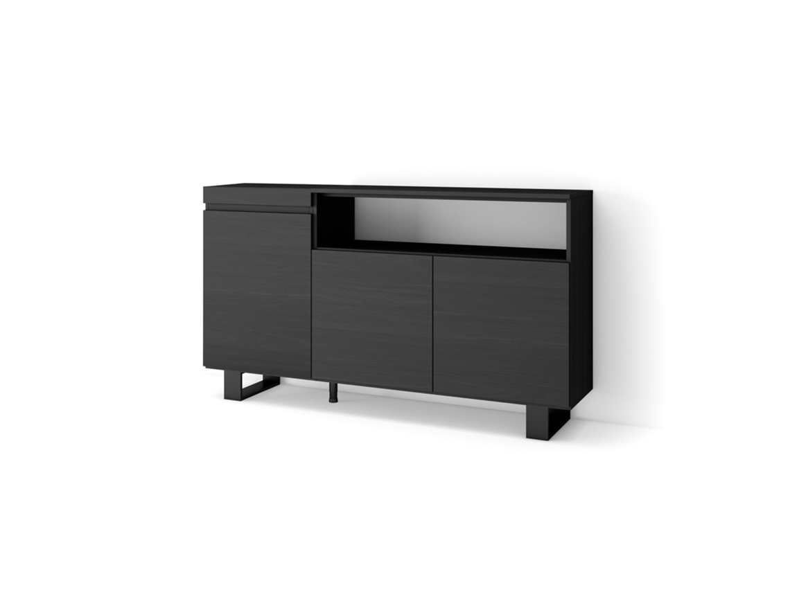 Aparadores para salón 150x87x35cm 3 Puertas Diseño industrial Negro