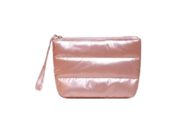 Neceser acolchado metálico impermeable para mujer con cremallera - Rosa
