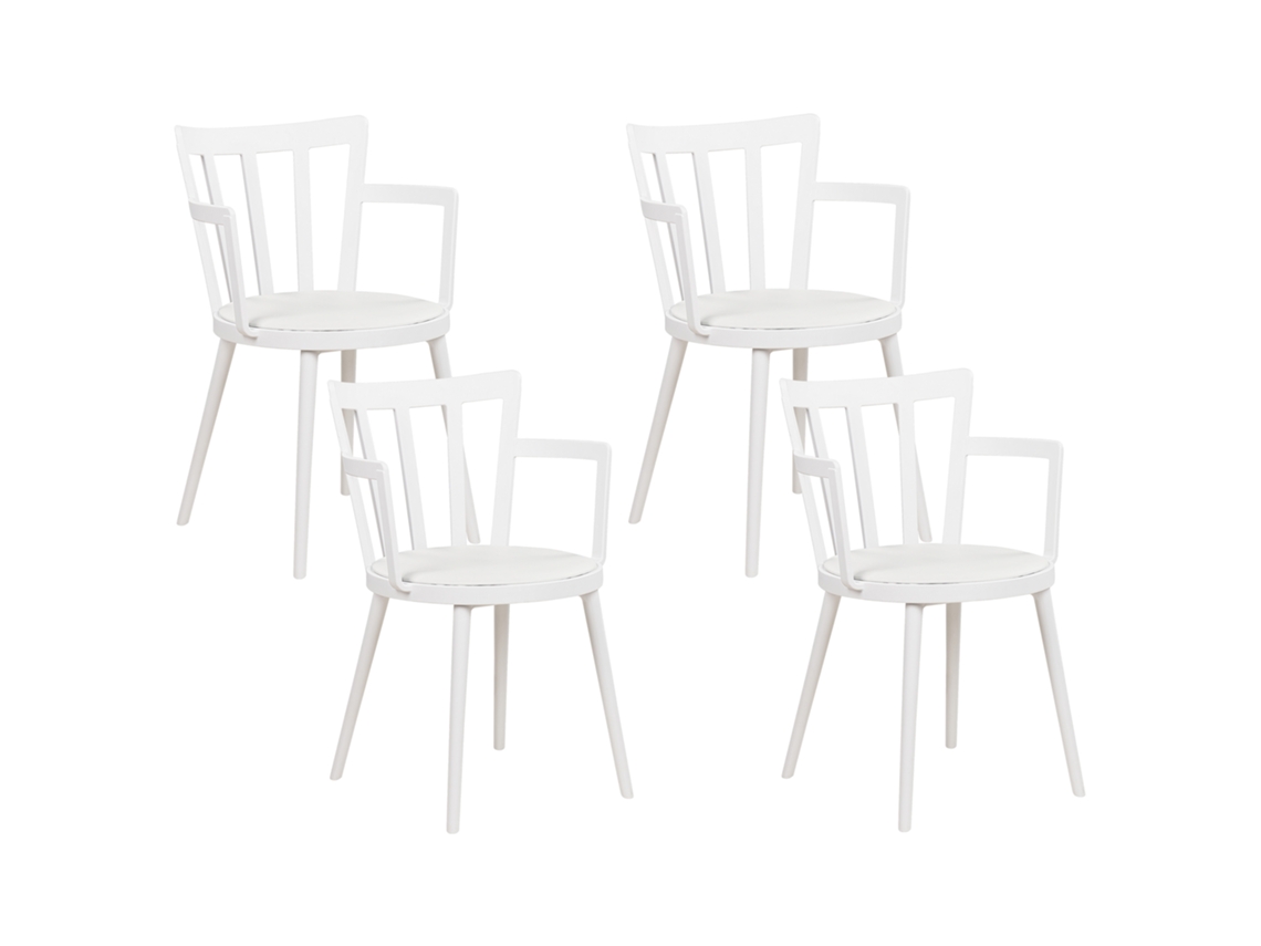 Conjunto De 4 Cadeiras Minimalistas	 Beliani Morill De Material Sintético Branco 49x52x77