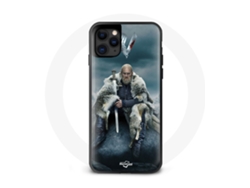 Funda iPhone 13 Mini Serie Vikingos Temporada 6 Ragnar Lothbrok V Logo Espada Fondo Gris Brouillard MANIACASE