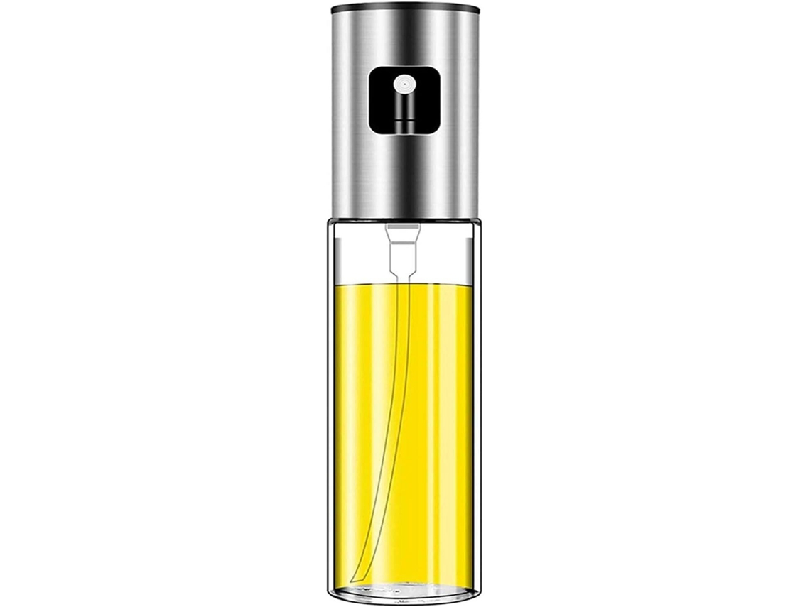 Pulverizador de cristal de acero inoxidable, apto para pulverizar aceite de oliva y vinagre.