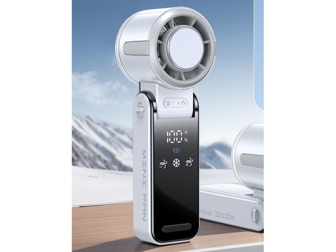 Ventilador De Cuello Portátil (blanco) - Ahorro De Energía - Refrigeración Silenciosa De Varias Velocidades - Pantalla Digital