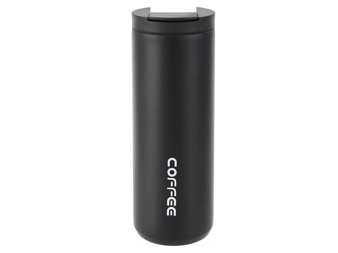 Taza térmica de acero inoxidable para viajes, con tapa hermética, mantiene la temperatura ideal para té o bebidas calientes (negra).