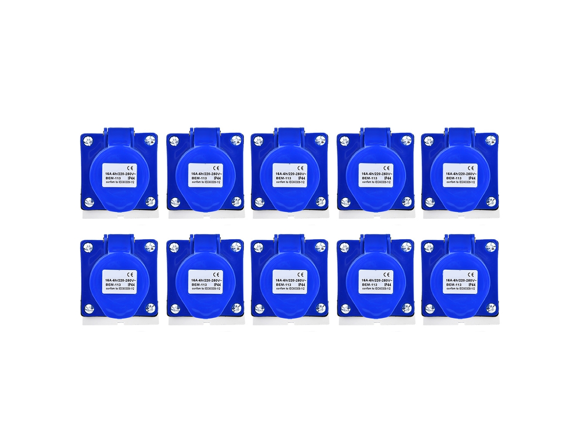 10 Conectores Industriales De Enchufe De 3 Pines, 16 A, 220-250 V, Ip44, Bem-113