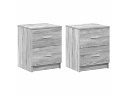Mesitas de noche de 2 piezas con 2 cajones, 40x36x50 cm, color gris, Sonoma, EXCLUSIVA DE MAISON