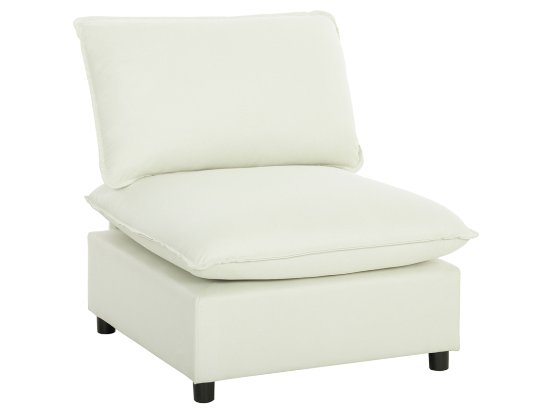 Sillón, Sofá Moderno De 1 Plaza Sin Reposabrazos Con Asiento Amplio, Cojines Gruesos, 146x85x78cm, Color Crema.