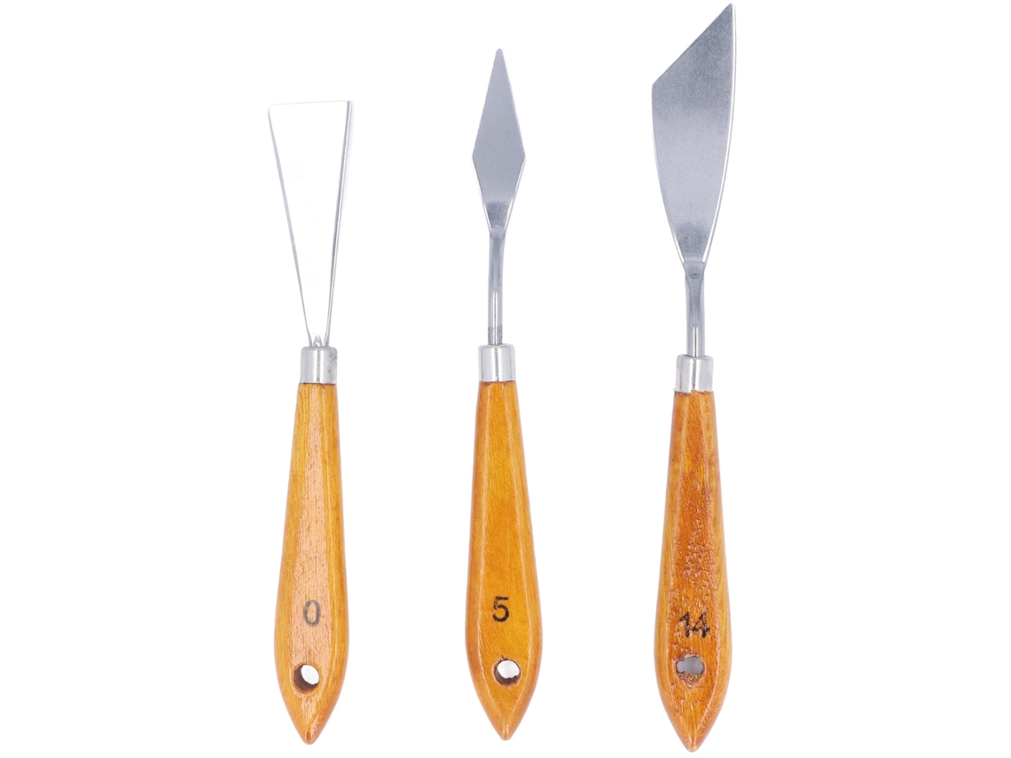 Espátula De Acero Inoxidable Con Mango De Abedul, Colgante, Para Pinturas Al Óleo Y Acrílicas.
