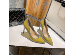 Zapatos De Tacón Alto Fino Para Mujer Con Punta Aguda 6cm/8cm/10cm Para Bodas 36 Amarillo 10cm