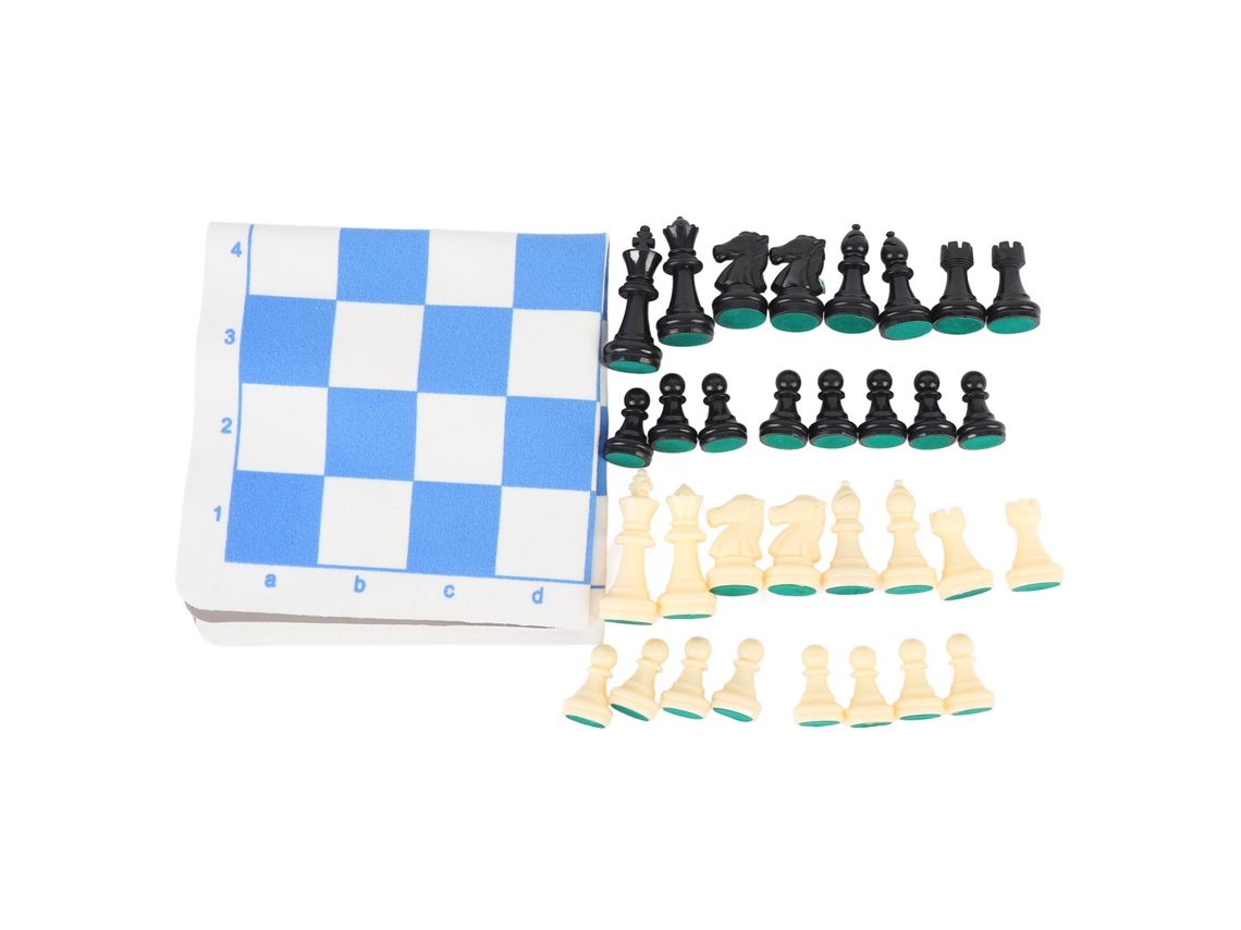 Urbannova-juego De Ajedrez Con 32 Piezas De Plástico Y Tablero De Cuero Sintético Azul Y Blanco De 13,8 Pulgadas Para El Hogar, Viajes, Escritorio Portátil.