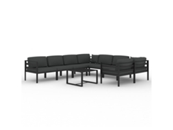 Conjunto de 9 sillones de jardín con cojines de aluminio antracita MAISON EXCLUSIVE