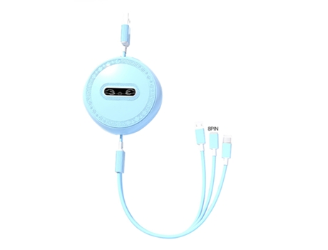 Cable de datos Extensible Carga rápida Multifunción 3 en 1 8 pines/Micro USB/Tipo-C Cable cargador de línea de datos para teléfono móvil para el ho...