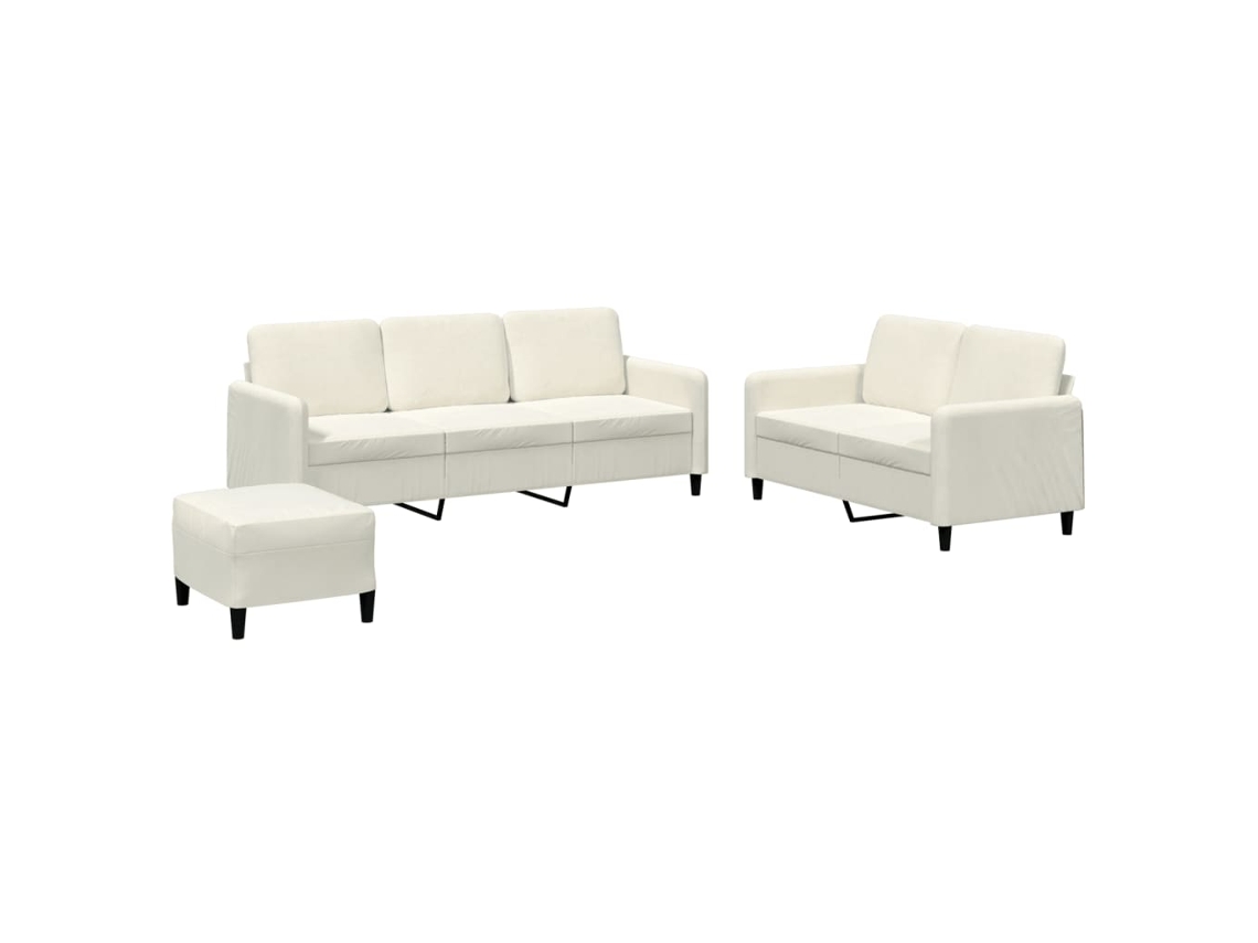 Conjunto 3 de sofás VIDAXL terciopelo crema