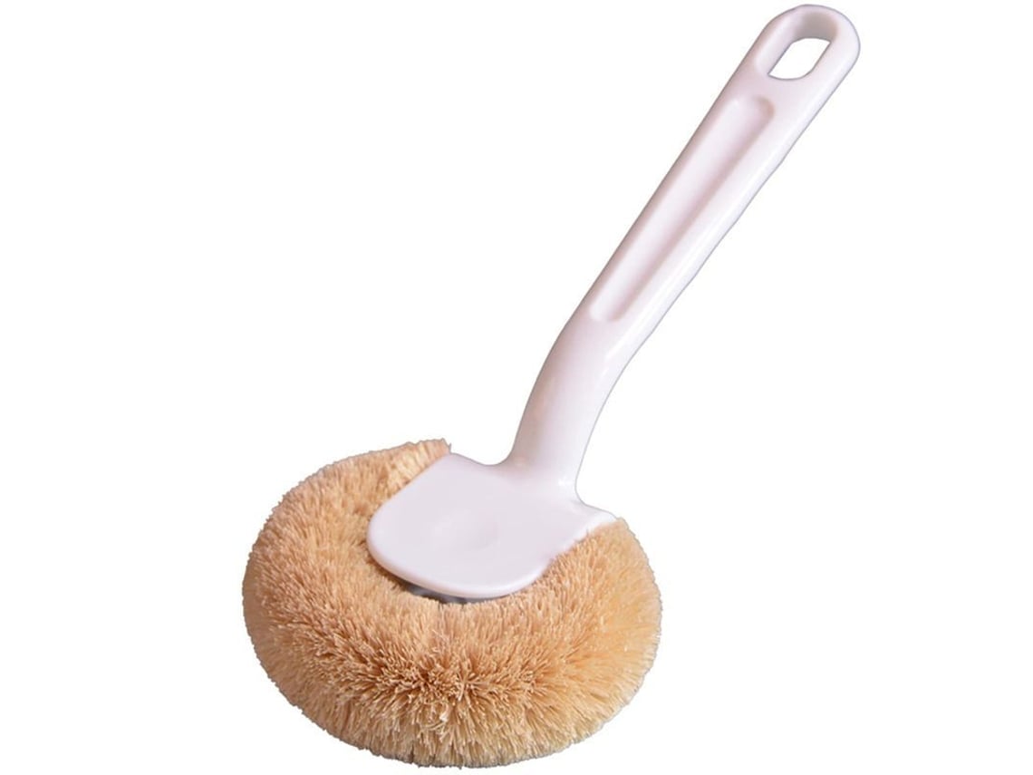 Cepillo de cocina Linjou fabricado con fibra de coco natural: no raya ollas, sartenes ni fregaderos.
