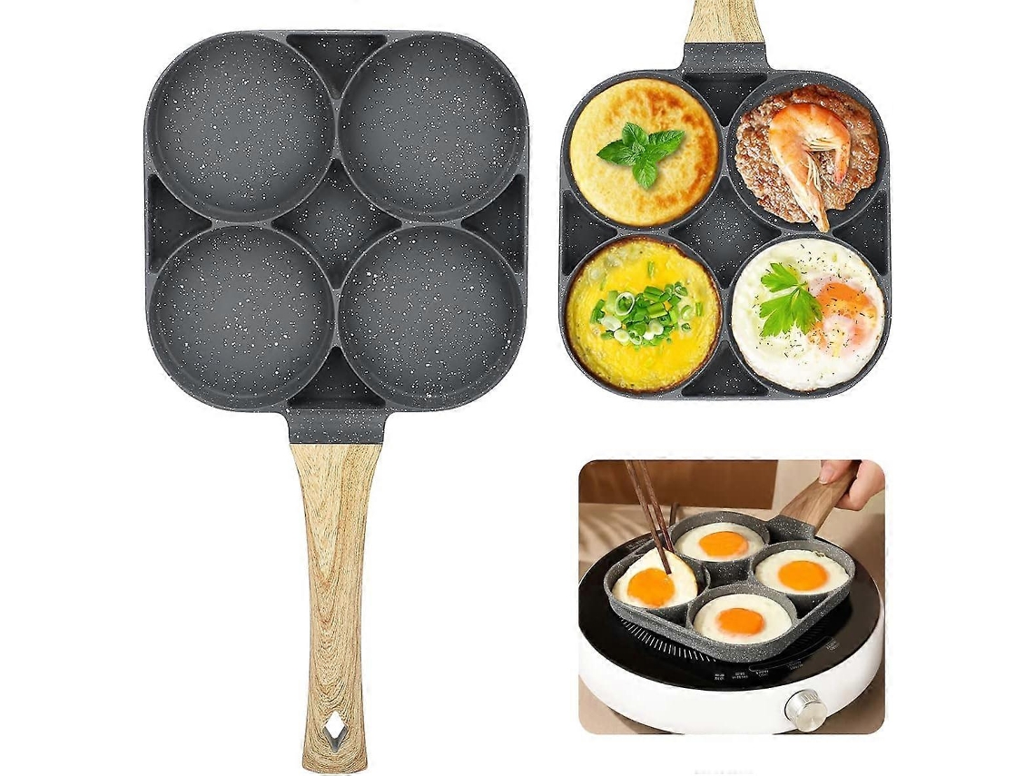Sartén antiadherente de aluminio con 4 orificios, compatible con placas de gas e inducción.