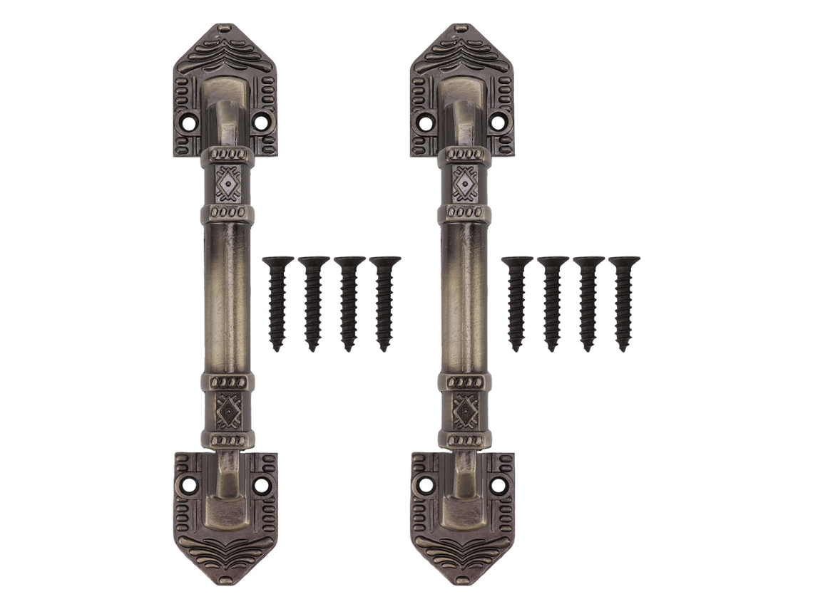 Tiradores de puerta de bronce antiguo estilo Grange con tornillos.