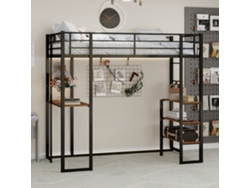 Cama Alta De 90x200 Cm, Escritorio, Escalera Metálica