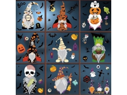 Pegatinas Para Ventanas De Halloween, Decoraciones De Interior De Doble Cara, Gnomos Y Elementos Temáticos.