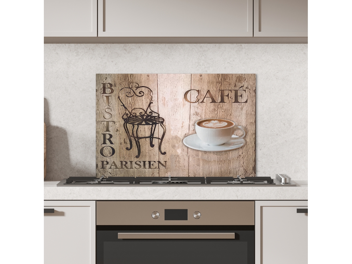 Panel antisalpicaduras para cocina de bistró parisino - Cafetería - Vintage 60x40 cm