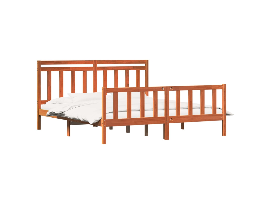 Cama De Matrimonio | Cama Para Adultos | Estructura De Cama 2 Uds Marrón Cera 205,5 X 185,5 X 100 Cm