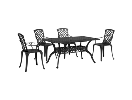 Conjunto 5 de comedor de jardín VIDAXL aluminio fundido negro