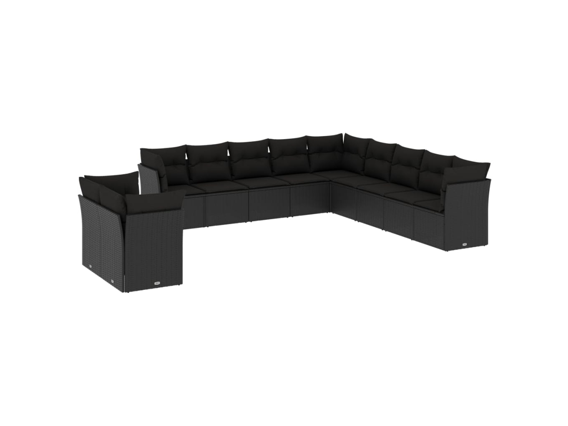 Maison Exclusive - Set De Sofás De Jardín 11 Pzas Y Cojines Ratán Sintético Negro