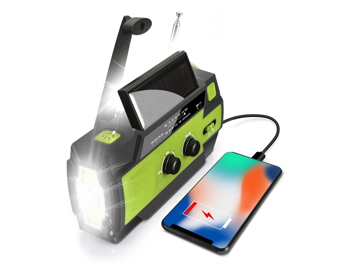Rádio Emergência Digitallab Manivela Solar Portátil, Adecuada Para Uso Doméstico Y De Emergencia (verde)