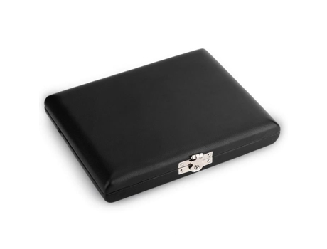 Caja de lengüeta de saxofón de madera Funda de cuero de Pu negra Caja de contenedor de lengüeta de clarinete de saxofón Caja con ranuras de lengüet...