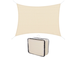 Toldo Vela De Sombra 4x6m Tela Hdpe 185g/m² Protección Uv Para Jardín Terraza Patio Piscina Balcón Color Crema Exterior