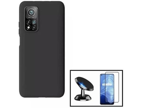 Kit Funda, Protector de Cristal Templado y Soporte Xiaomi Mi 10T Pro 5G Full Cover Negro
