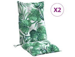 Conjunto 2 Cojines silla respaldo alto tela VIDAXL Oxford estampado hojas (120 x 50 x 7 cm)