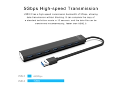 Hub Mali Usb 3.0/2.0 com 7 Portas, Splitter, Transmissão de Dados, 5gbps, Carregamento Seguro