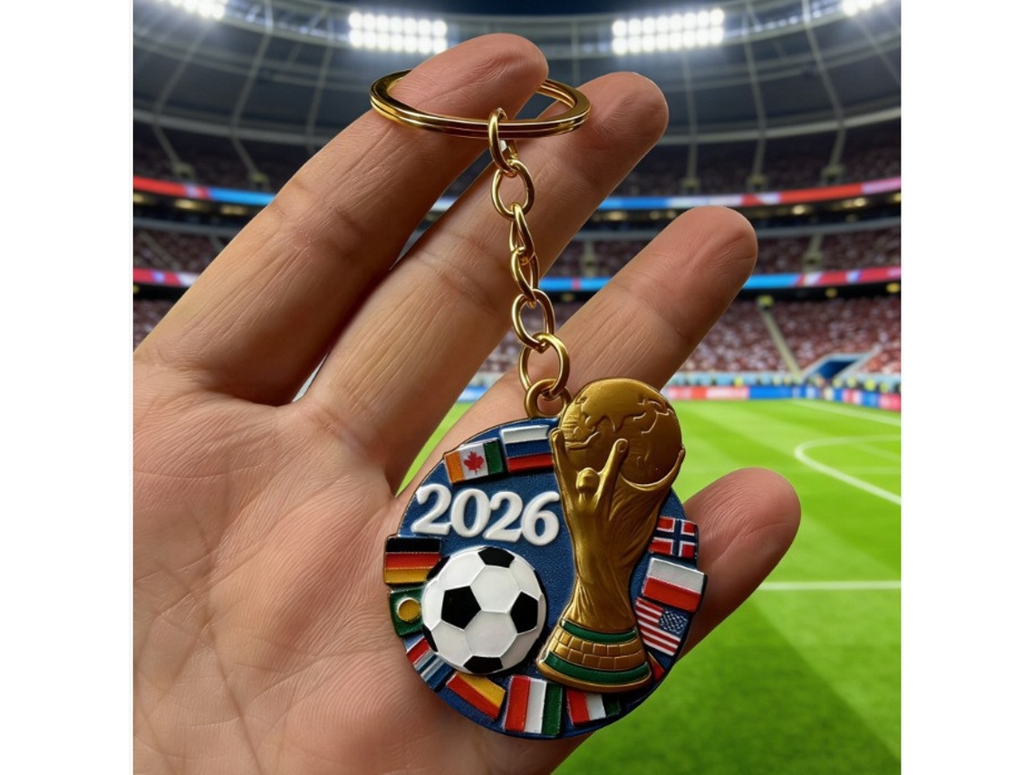 Llavero Copa Fifa 2026 Metal Relieve 3d Trofeo Mundial, Balón Fútbol Y Banderas Selecciones, Accesorio Coleccionable Hincha Resistente
