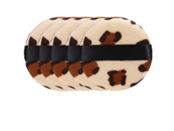 5 Esponjas De Maquillaje De Pelo De Leopardo Redondas Dobles Para Polvos Secos Y Compactos