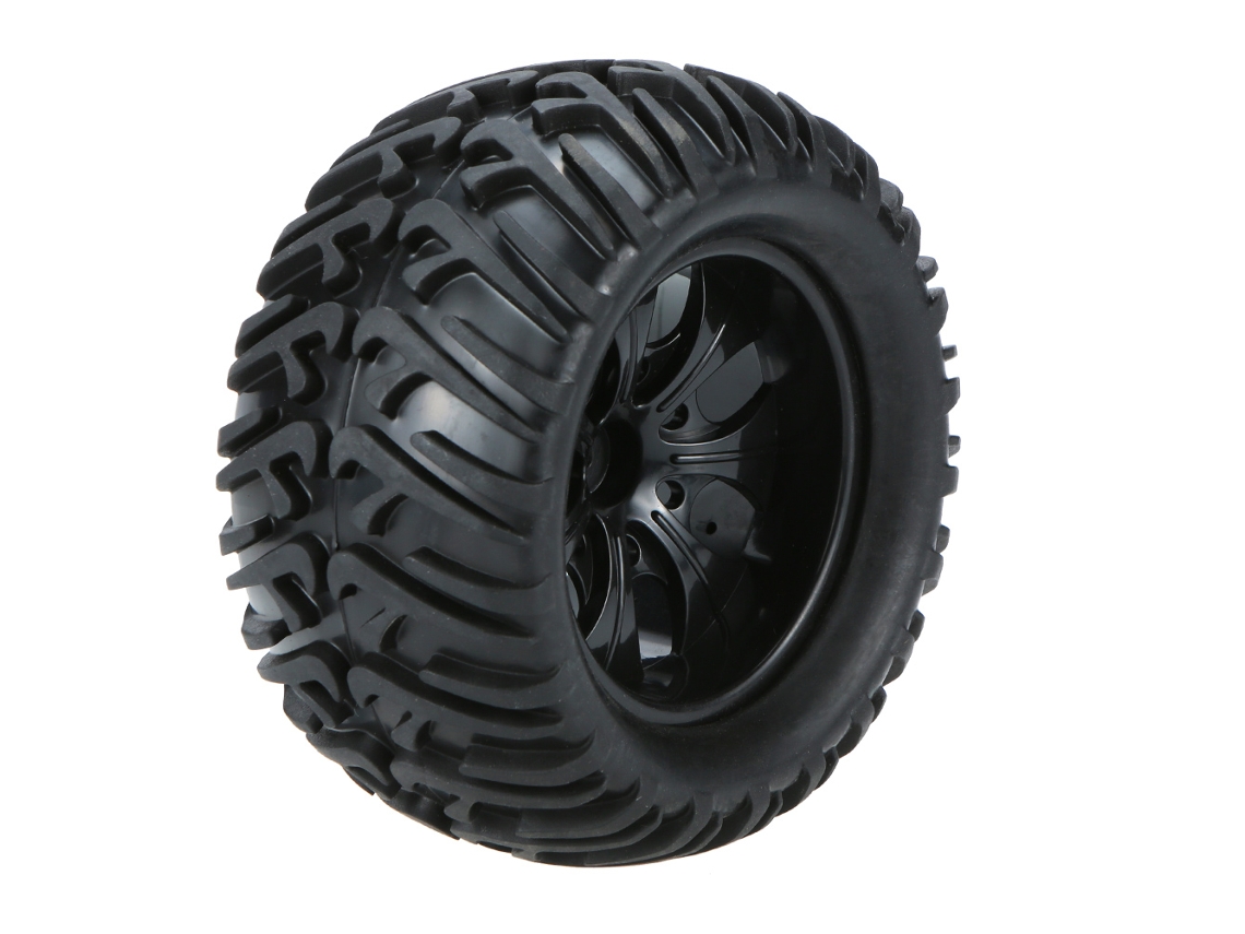 Juego De 4 Ruedas Y Neumáticos Negros Para Camión Monstruo A Escala 1/10 Hsp 94111 94188 Rc Todoterreno.