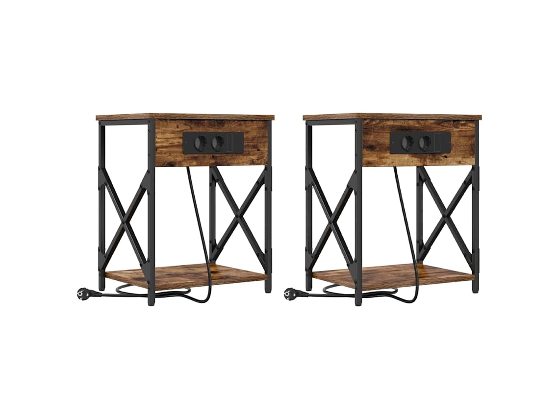 Maison Exclusive - Armario De Noche 2 Pcs Roble Ahumado 41 X 31 X 51 Cm