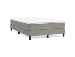 Cama Box Spring Con Colchón Terciopelo Gris Claro 120x190 Cm