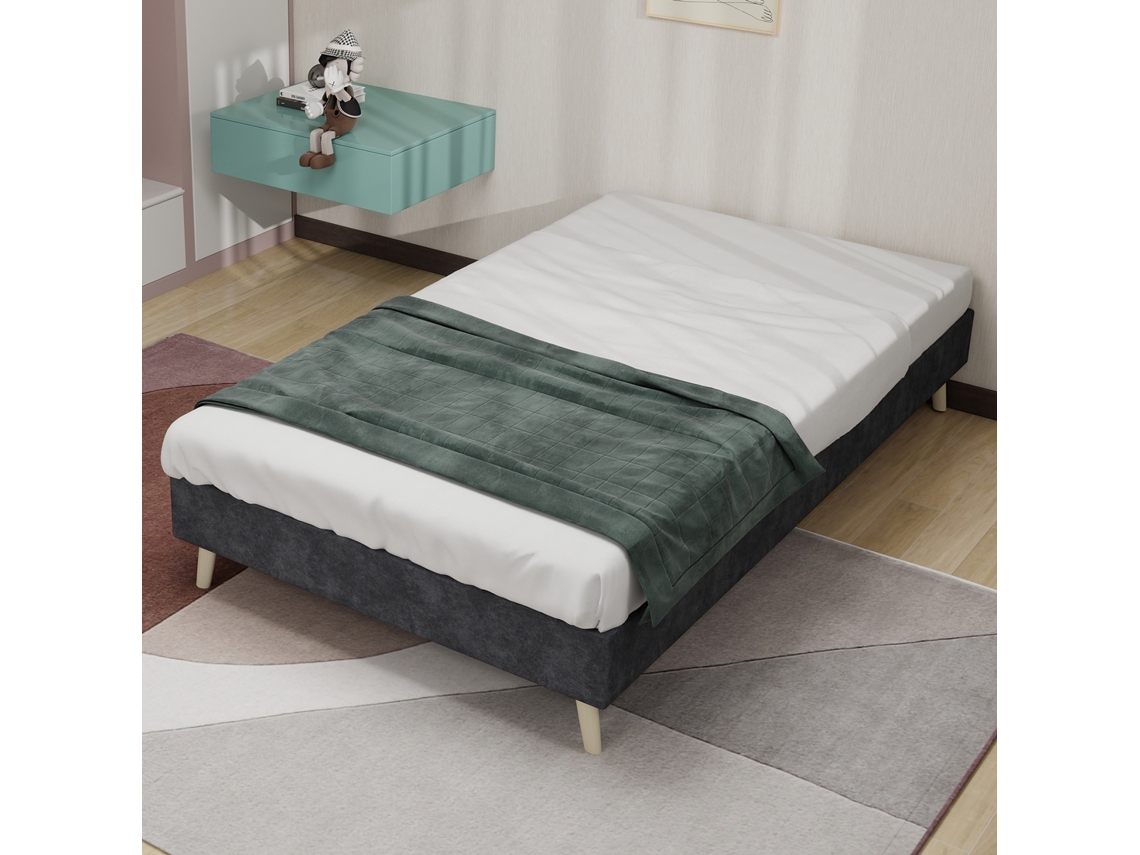 Estructura Minimalista 90x200 Dutch Velvet Gris Sin Cabecero