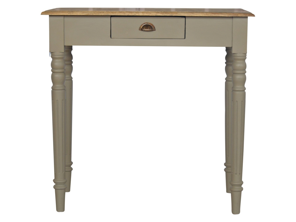 Escritorio de madera maciza pintado a mano con 1 cajón, color gris, Muebles Artesanos