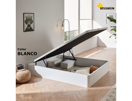 DESCANSIN Patas Canapé Plegables en Madera Maciza de Haya (160 x 200 cm - Blanco)