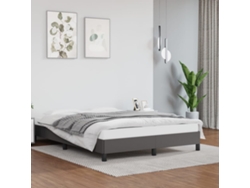 Estructura De Cama Sin Colchón Cuero Sintético Gris 140x190 Cm