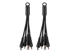 2 Pcs Cable De Datos De Carga Usb De Tela 3 En 1 Para Ios/android Portátil