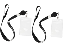 Juego De 2 Tarjeteros Verticales Transparentes De Pvc Con Correa Para El Cuello, Estuche Rígido Para Protección De Tarjetas.