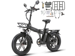 Bicicleta eléctrica Sinohon A20 de 20 pulgadas, 1000 W, 18 Ah, 45 km/h, para mujer y hombre, 7 velocidades, con bandeja, color negro