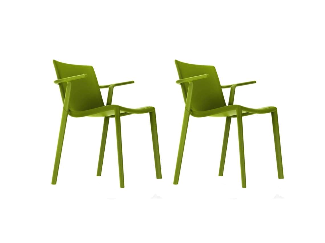 RESOL KAT Set 2 Silla Con Brazos Interior Exterior Verde oliva