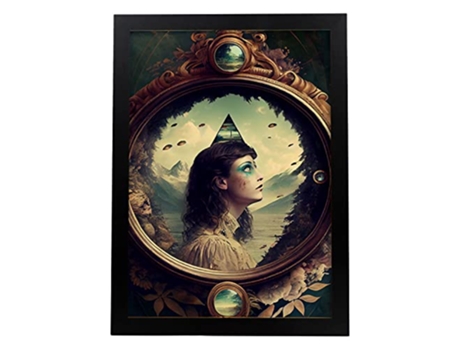 NACNIC Poster Recuerdo Enmarcado En Estilo Surrealismo Cinematográfico Ilustraciones Y Grabados De Historieta Abstracta Y Artística A3 Marcos Negros